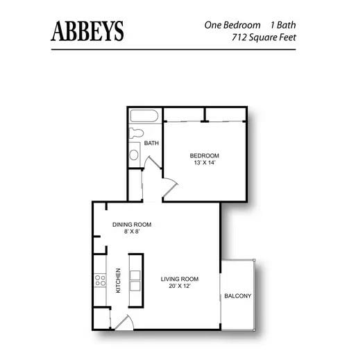 Chateau Floor Plan - Abbeys 712 sq. ft..jpg - Chateau in the Woods