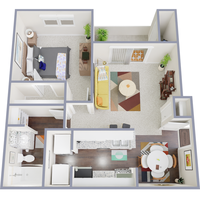 1 Bedroom, 1 Bathroom - Floor Plan - Ovation Apartments