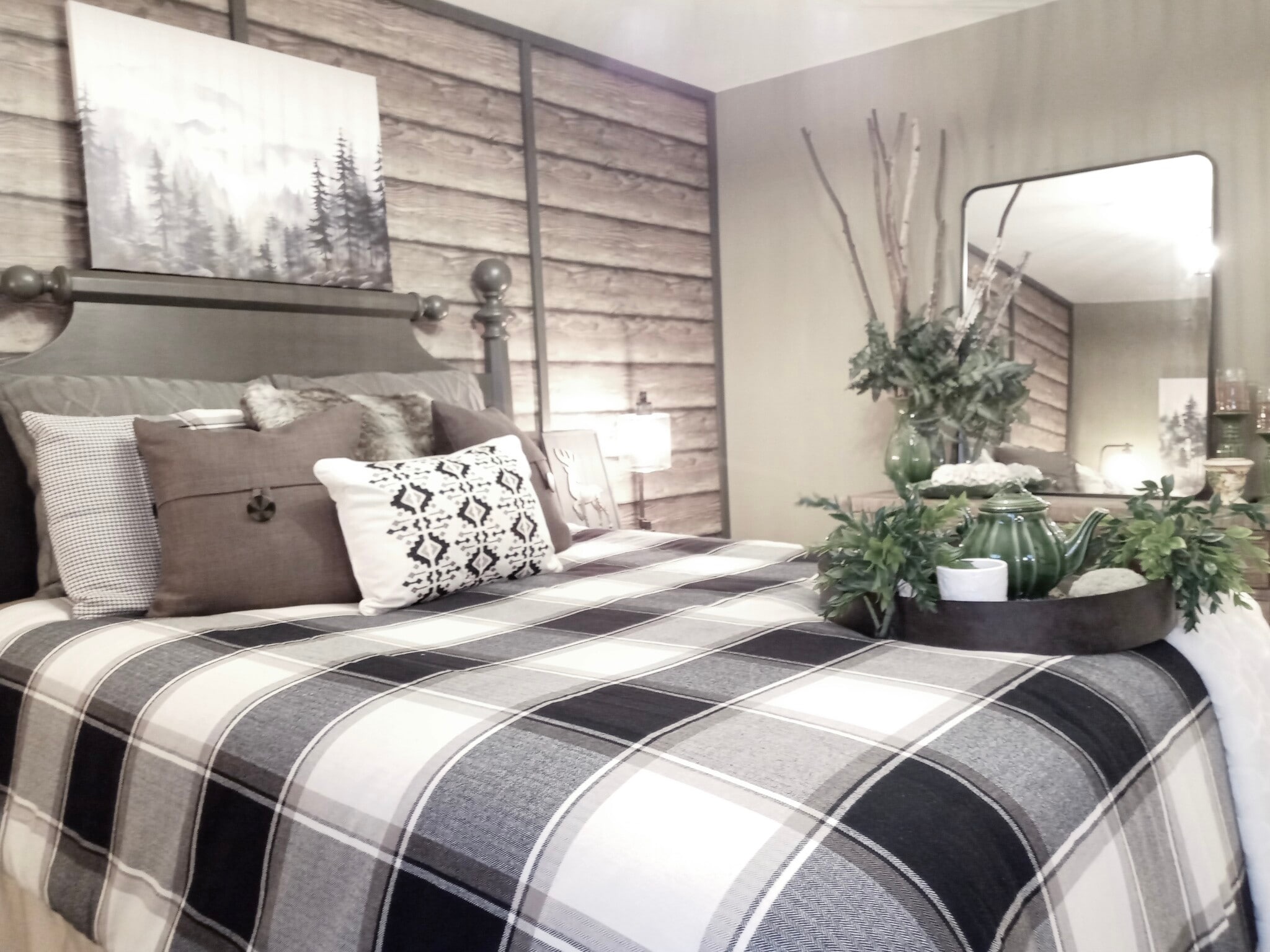 Faux Wood Headboard Accent Wall with Wood Trim Detail. - 2314 Cooper Ter