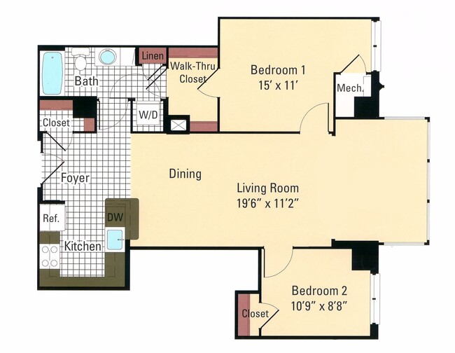 Tennyson - 2 Bedroom - 1 Bathroom - Parc Rosslyn Apartments