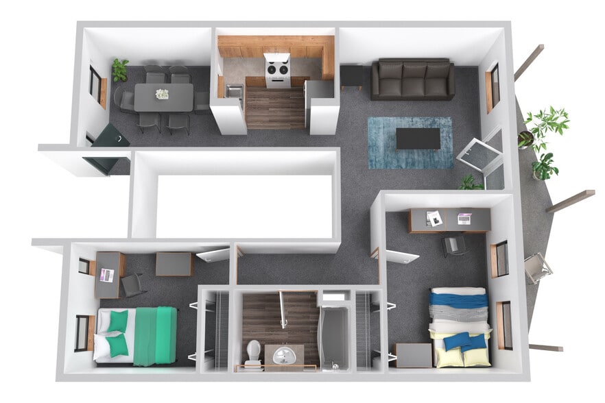 2 Bedroom Flat - Redstone Commons; Student Housing