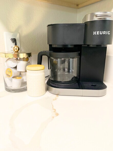 Coffee station with a Keurig duo for k-cups or brewing. - 1795 W 28th St