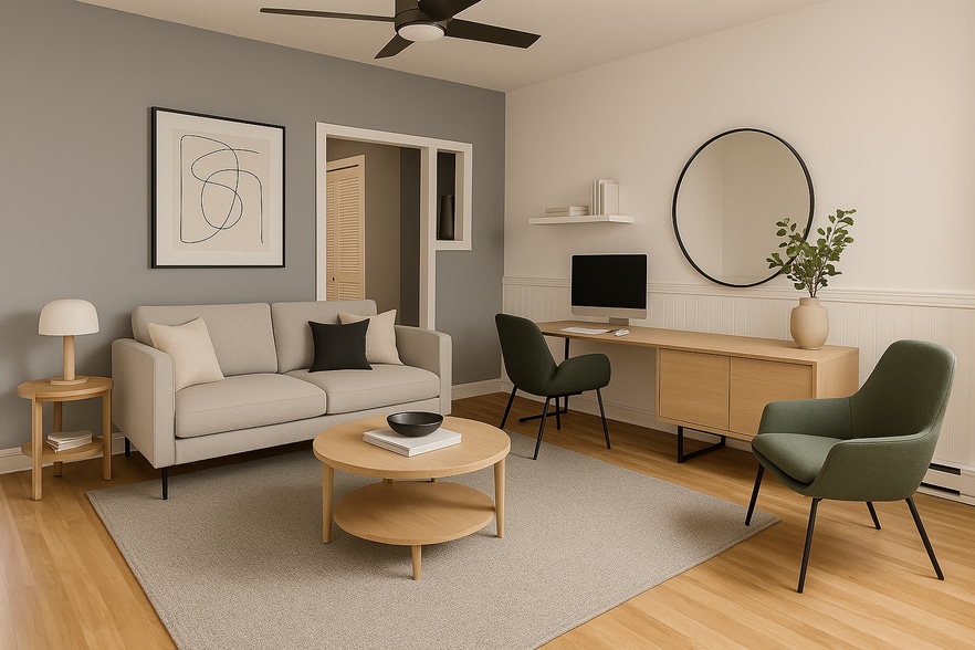 Living room virtually staged - 1430 Ives Pl SE