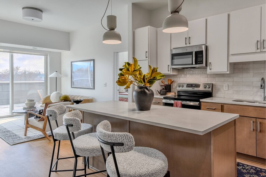 Designer kitchen at The Hallon II apartments in Hopkins, MN - The Hallon