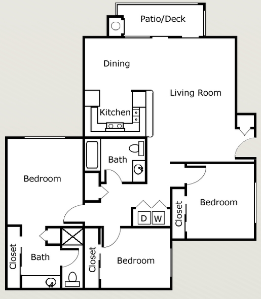 3BR/2BA - Papillon Apartment Homes