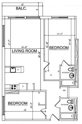 2BR/2BA - Ocean Blue