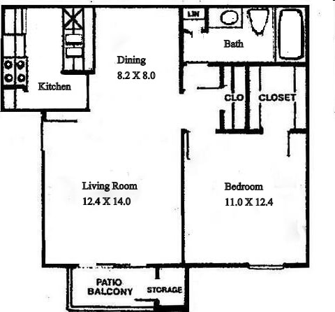 Medium One Bedroom - Raintree Apartments