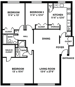 3BR/2BA - Pickwick Apartments