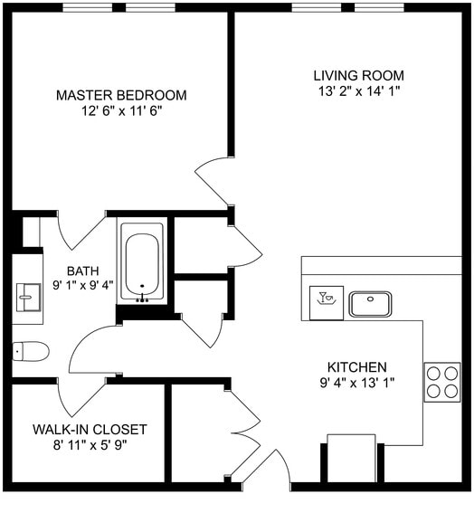 A1- 1 bedroom 1 Bath - Villages at Meadowbrook
