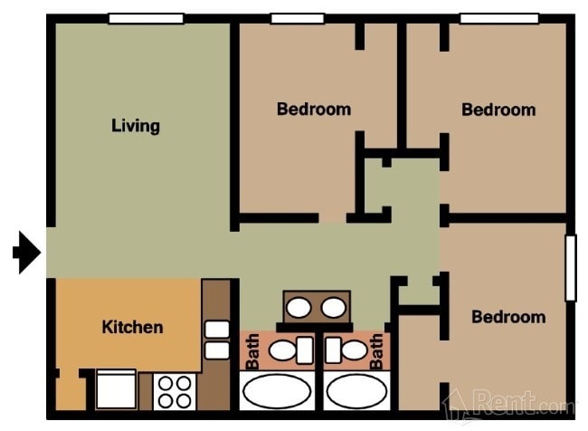 3BR/2BA - Arden Place Apartments
