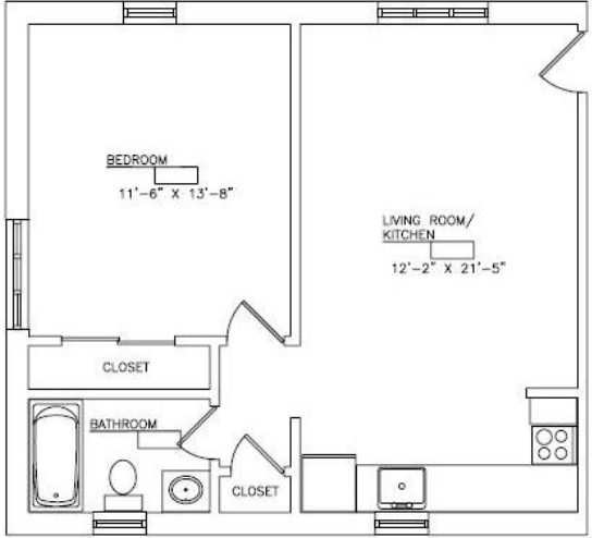 1BR/1BA - College Arms