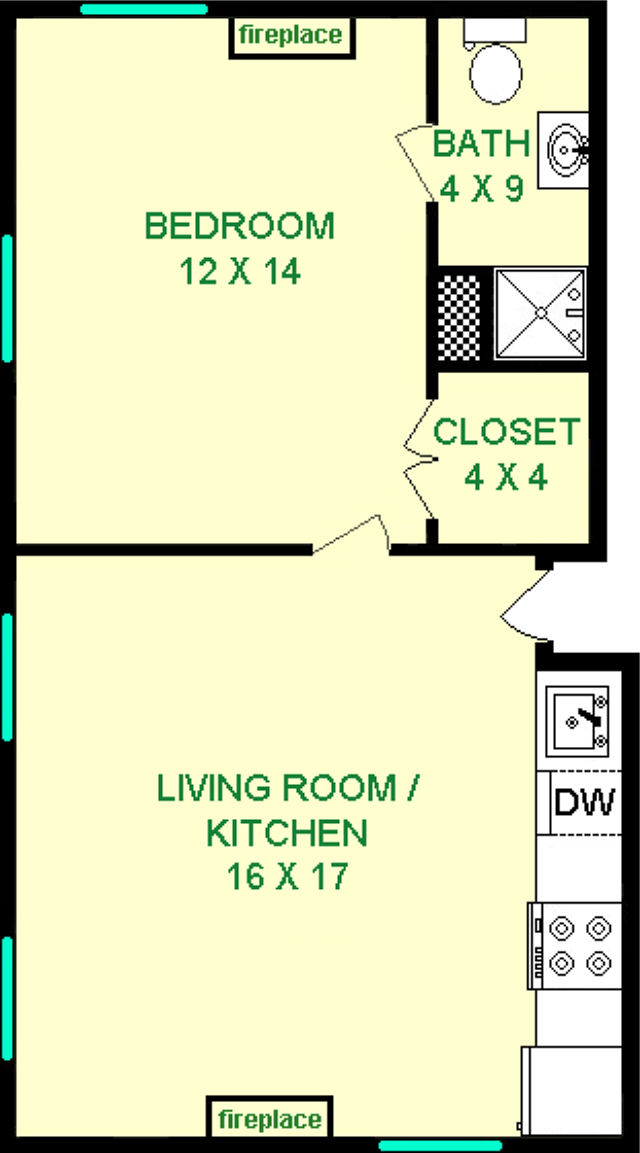 Bellflower One Bedroom Floorplan - Baum Grove