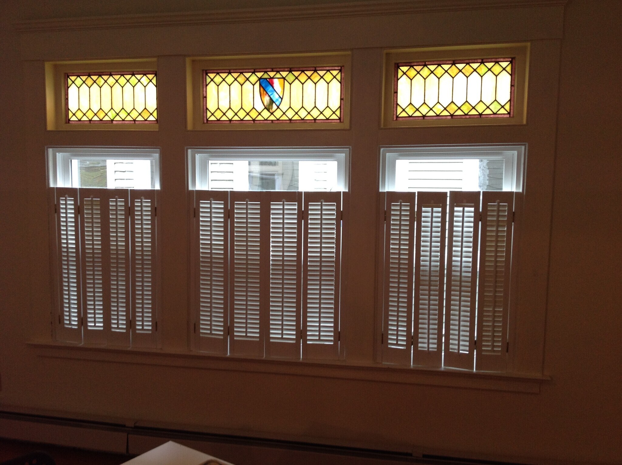 Stain glass windows in dining room - 188 Lawrence St