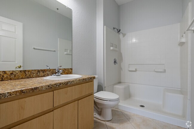 2BR, 2BA – 965SF - Primary Bathroom - Pine Oaks Apartments