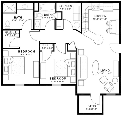 Floorplan - The Commons Apartments