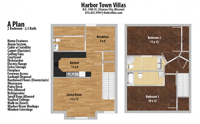 2 bedroom 2.5 bathroom A floorplan - HarborTown Villas