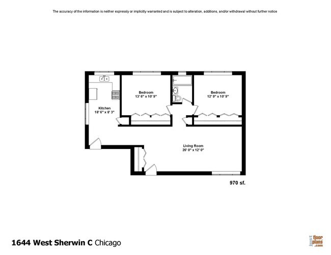 Two Bedroom C Floor Plan - 1644 W. Sherwin Ave.