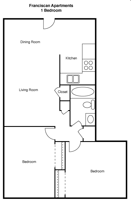 2BR/1BA - Franciscan Apartments