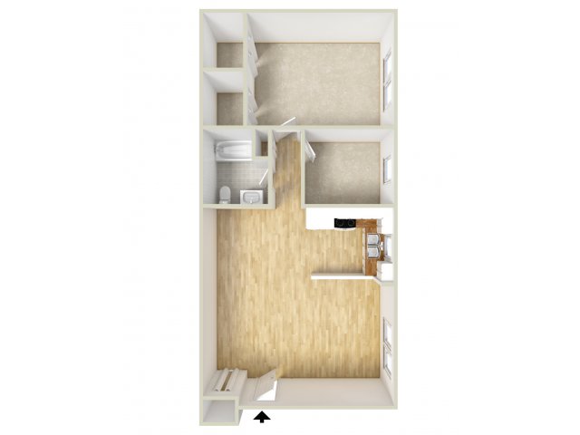 One bedroom floor plan - Governor Mifflin Apartments