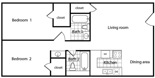 2BR/2BA FLAT 900 sq ft - Westmount Towers