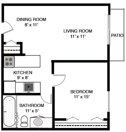 1BR/1BA - Geneva Place Apartments