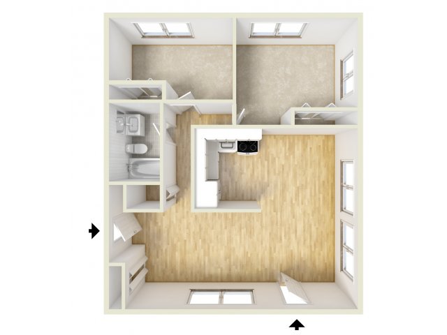 Two bedroom floor plan - Concord Court Apartments