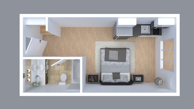 Lodge Studio Floor Plan - Oxbow Apartments