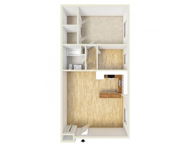 One bedroom with den floor plan - Naamans Village Apartments
