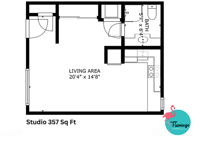 Studio - 357 Sq Ft - Flamingo Apartments