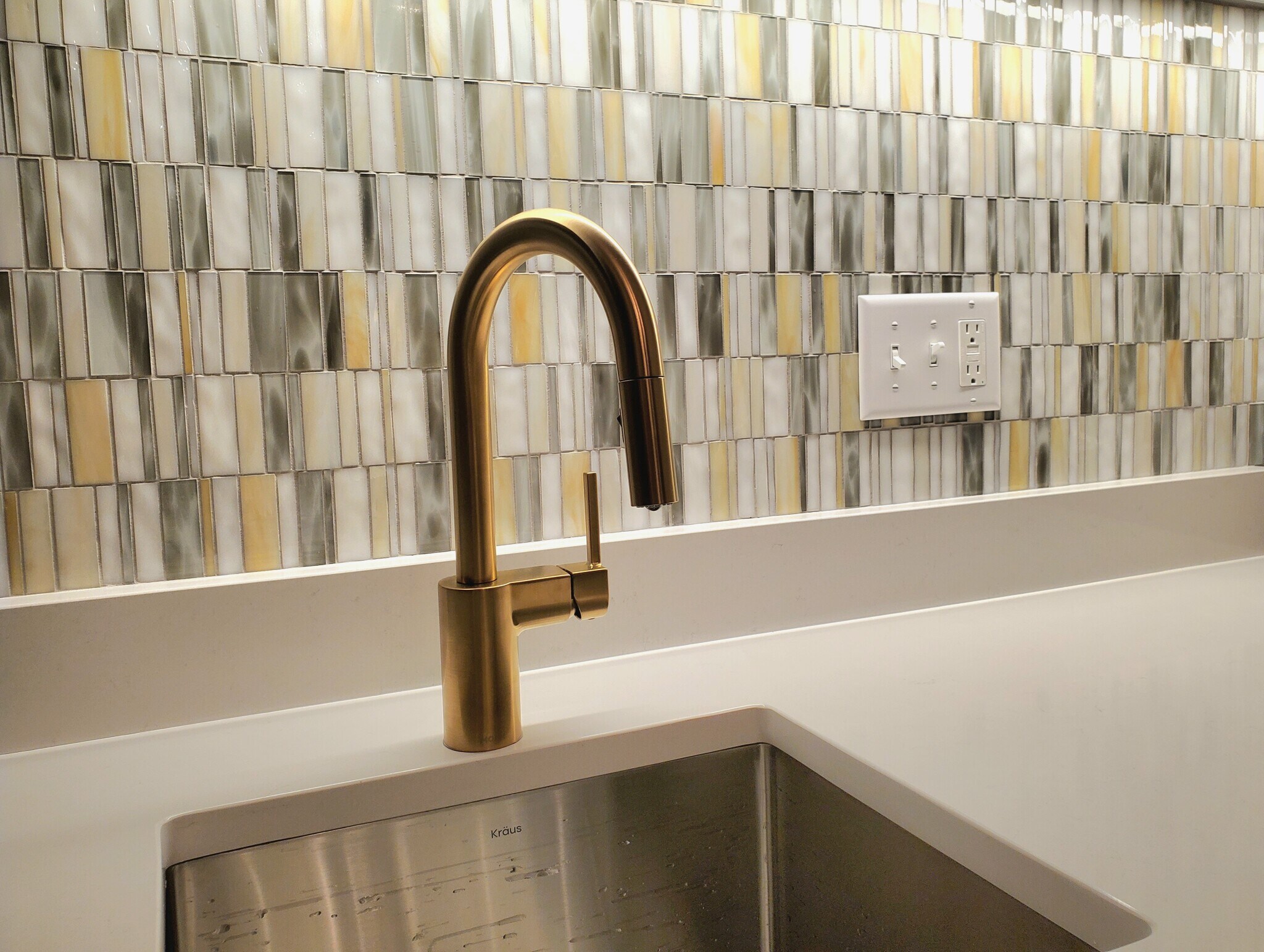 Recycled glass backsplash - 128 E High St