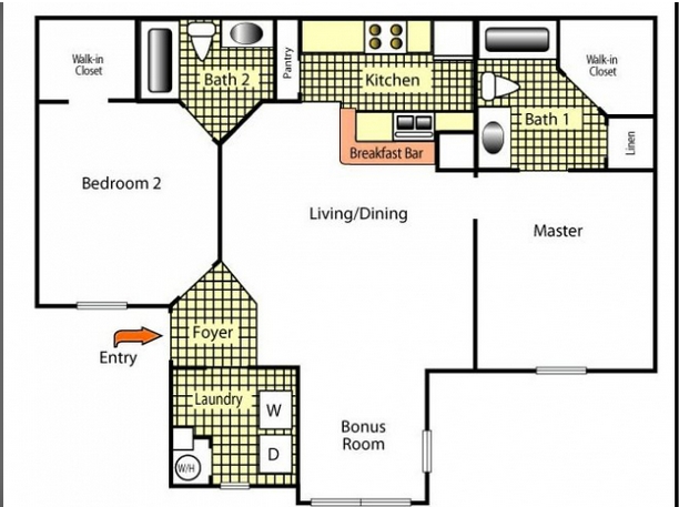 2BR/2BA - Castle Woods Apartments