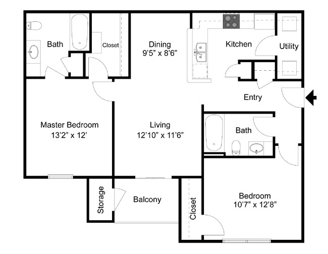 2 Bed Floor 2D - Highpoint at Pella