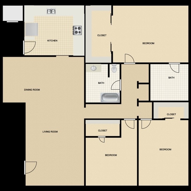 3 BR 2 BA LV 1350 - Boston Woods