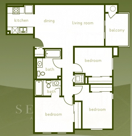 3BR/2BA - Seabreeze Apartments