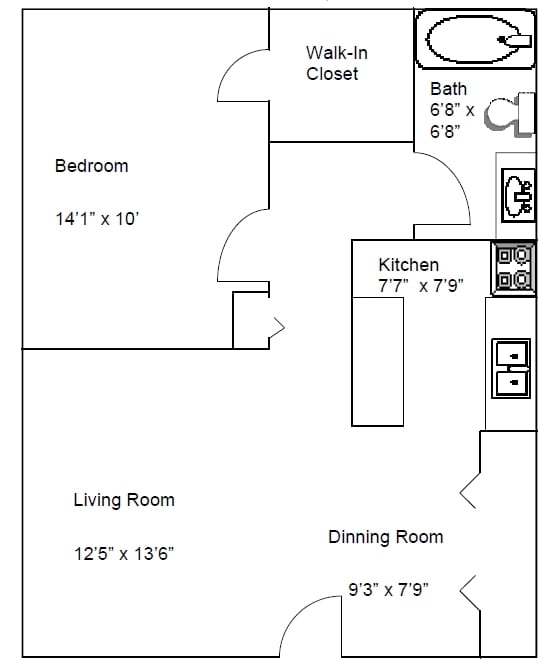 1BR/1BA - South Pointe I, II & III Apartments