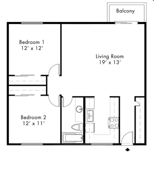 2 Bed 1 Bath A - Heather Ridge Apartments