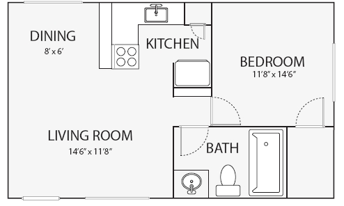 1BR/1BA - Oak Park Apartments