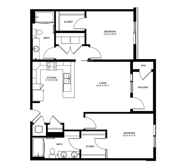 Floorplan - The Flats Exchange on Erwin Apartments