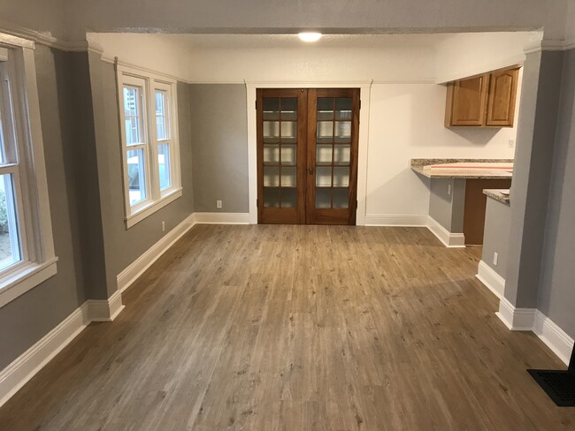 Living room; new Milgard double-hung windows - 2058 Buena Vista Ave