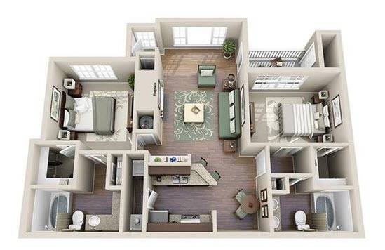 B2 2X2 1154 SQ FT - River Vista
