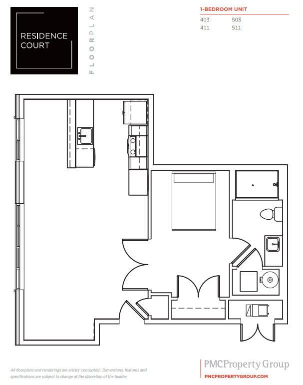 1-BEDROOM UNIT E - Residence Court