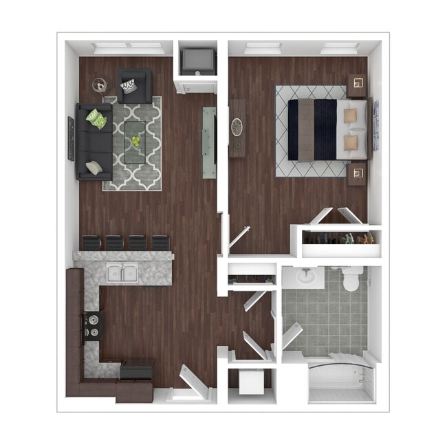 One Bedroom Floorplan 7850 East Jefferson Downtown Detroit Michigan - 7850 East Jefferson