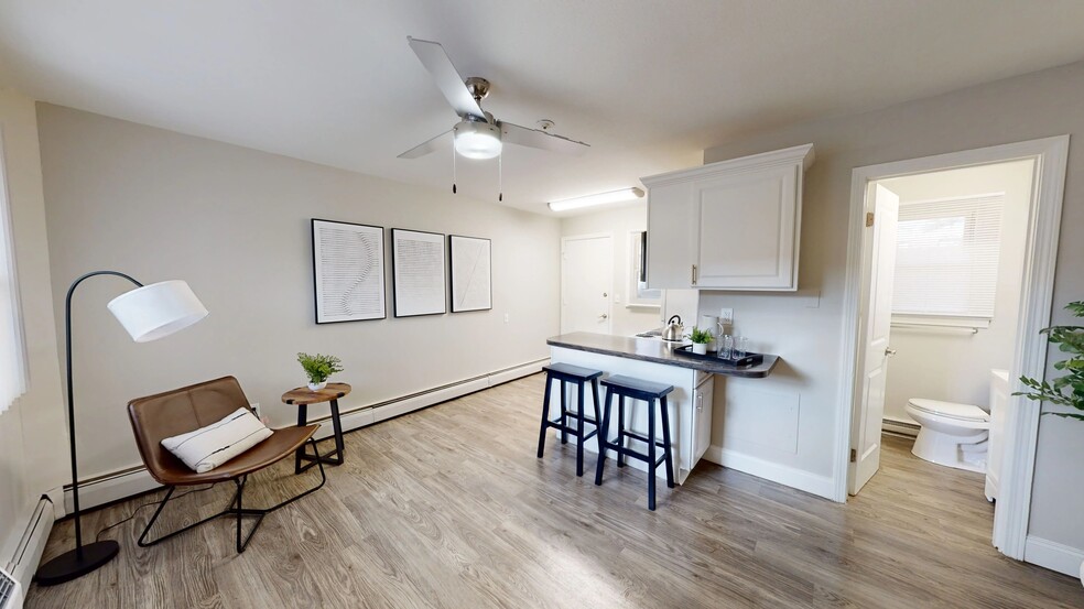 Airy, spacious, and undeniably stylish - our open floor plans are designed for your ultimate comfort and enjoyment featuring wood-style flooring and multi-speed ceiling fans. - The Courtyards