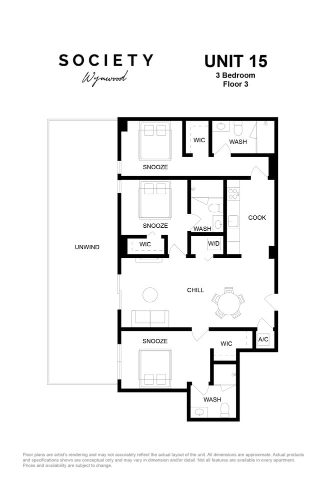 3 Bed - Unit 15 - Fl 3 - Society Wynwood