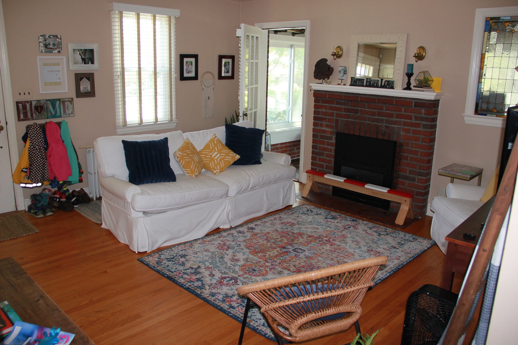 Living room and entrance to all seasons porch from dining room - 3700 Kennedy Street