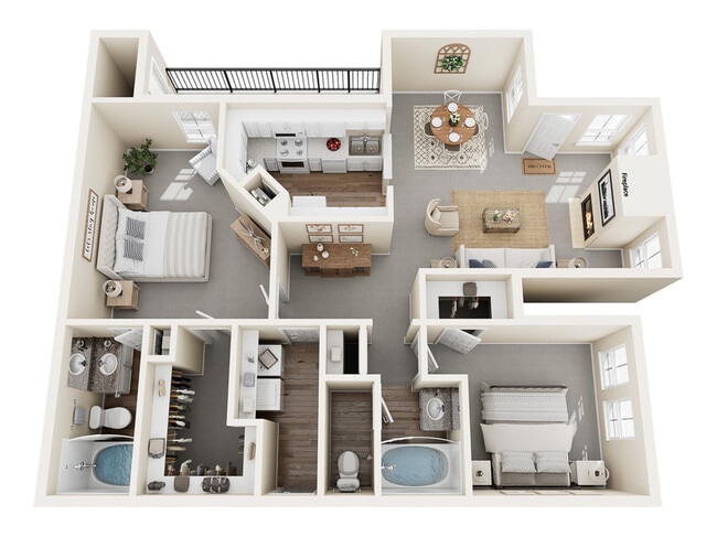 Botticelli A Floor Plan | 2 Bedroom with 2 Bath | 1205 Square Feet | Stonebriar of Frisco | Apartment Homes - Stonebriar of Frisco