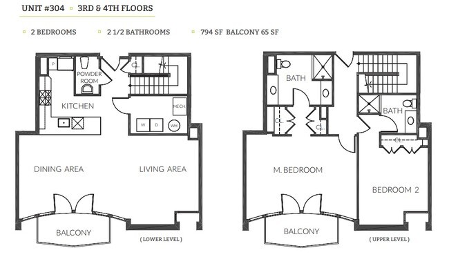 2BR/2.5BA - 3800 Lofts