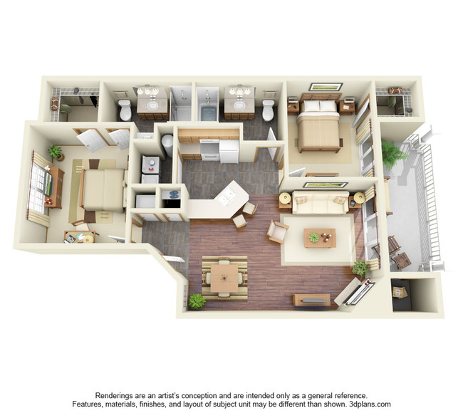 Two Bedroom Floor Plan - Crowwood Pointe by Royse + Brinkmeyer