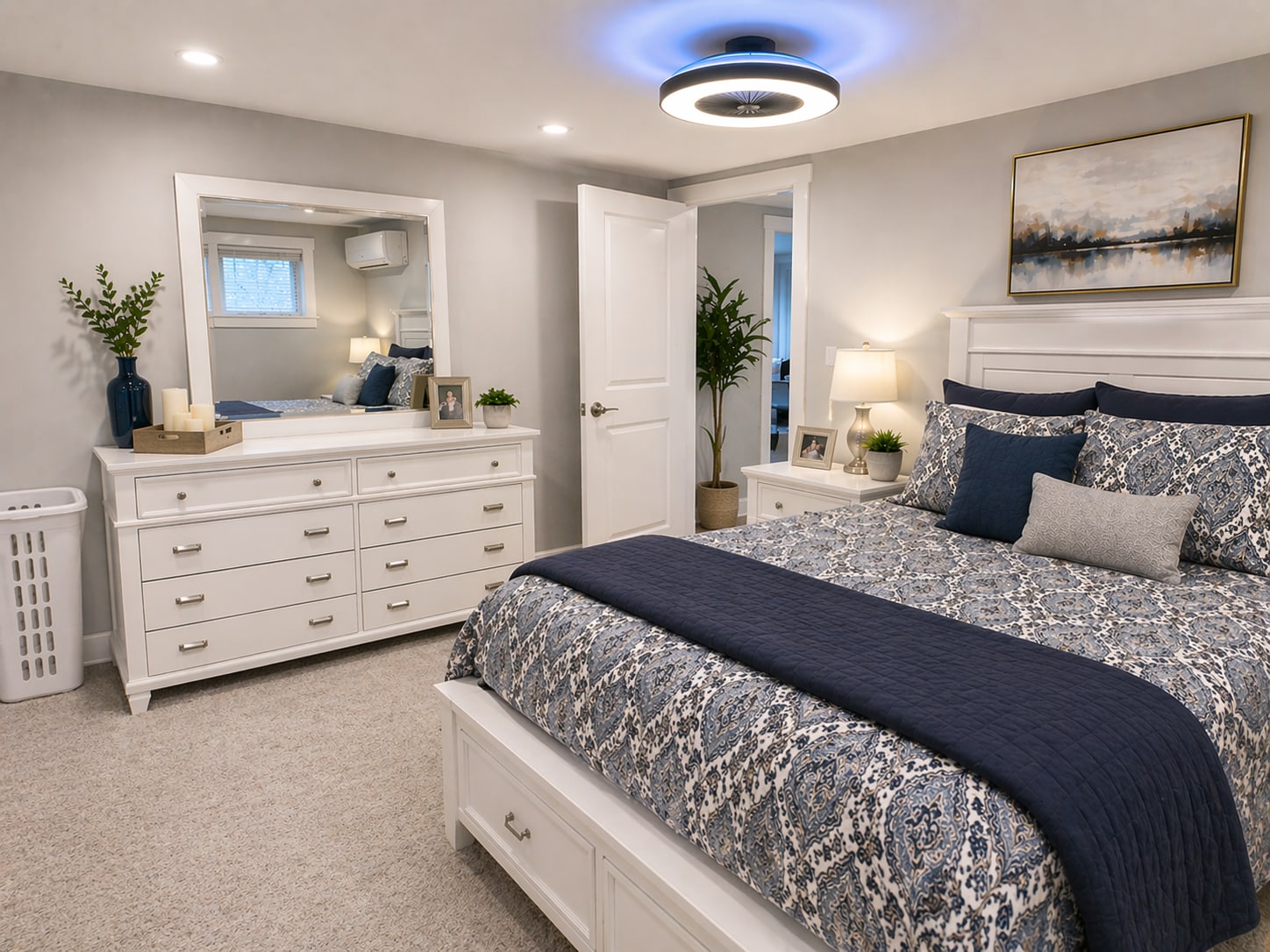 Quiet bedroom with split-unit AC/heat and modern lighting - 1925 Ryder St