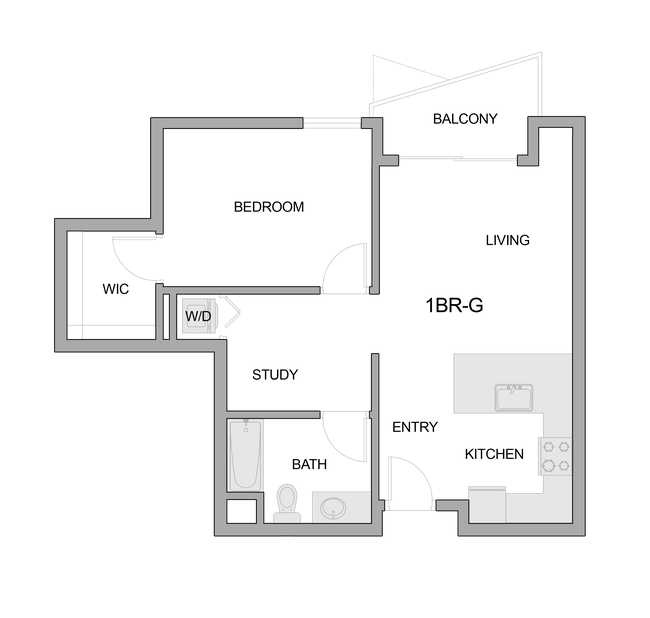 2D Floor Plan Rendering of a One-Bedroom Apartment - Textur